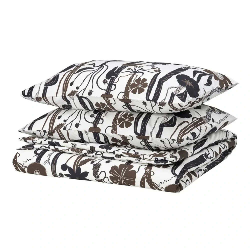 Floral Black and Brown Duvet King Set